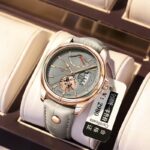 ساعه رجالي ماركة X-GEOCK حزام جلد بلونين مميزات