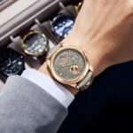 ⁦ساعه رجالي ماركة X-GEOCK حزام جلد بلونين مميزات⁩ - الصورة ⁦2⁩